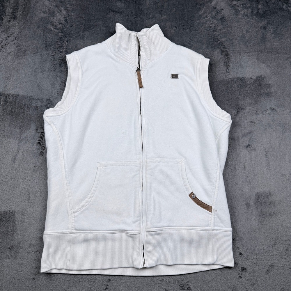 Nike Sherpa Lined Full Zip Vest Women XL White Sleeveless Hoodie Excellent